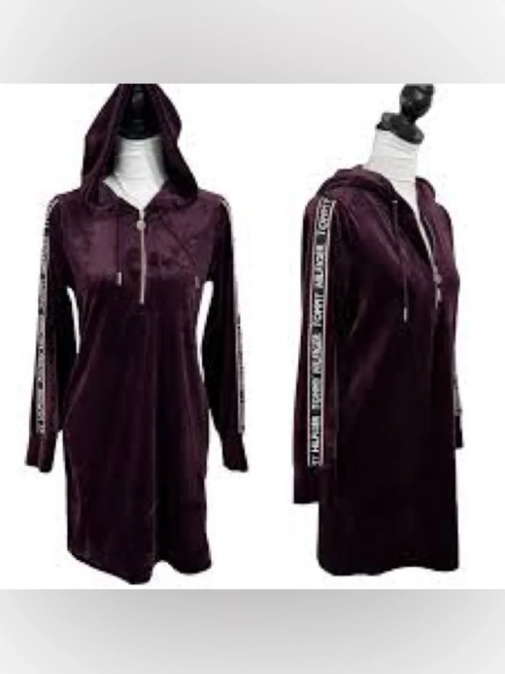 Tommy Hilfiger Plum purple Velour 1/4 zip long sleeve Hoodie Dress